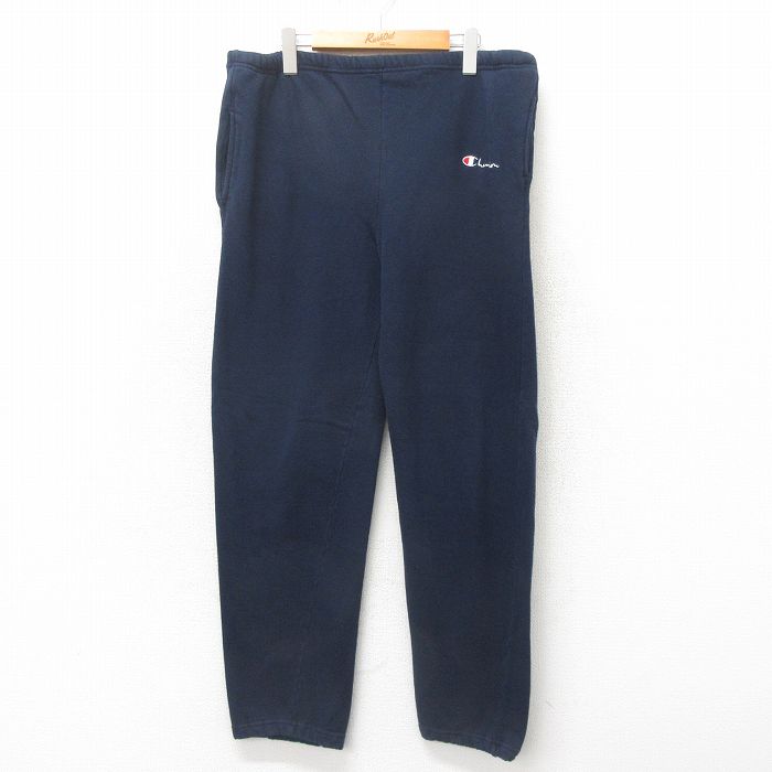 W36★古着 チャンピオン Champion スウェット パンツ 90年代 90s ワンポイントロゴ USA製 濃紺 ネイビー 25may12 中古 メンズ ボトムス ロング