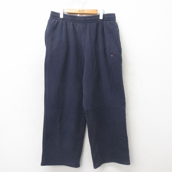 【50%OFF】W39★古着 トミーヒルフィガー TOMMY HILFIGER ブランド スウェット パンツ ワンポイントロゴ 紺 ネイビー 25may12 中古 メンズ ボトムス ロング