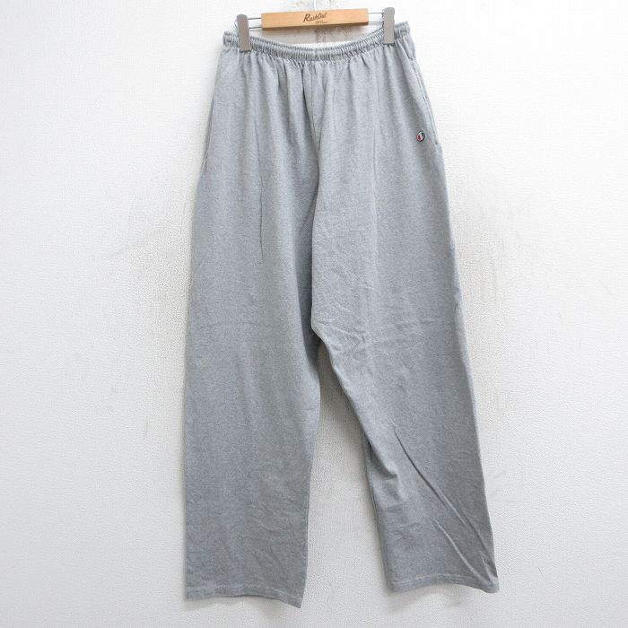【50%OFF】W35★古着 チャンピオン champion イージー パンツ メンズ 00年代 00s ワンポイントロゴ コットン グレー 霜降り 25may28 中古 ボトムス ロング