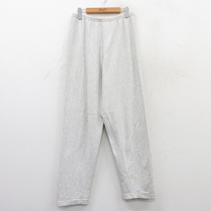 W34★古着 スウェット パンツ メンズ 90年代 90s ミリタリー 無地 USA製 薄グレー 霜降り 25may30 中古 ボトムス ロング
