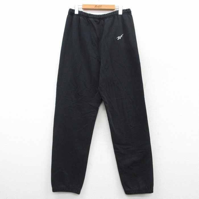 W35★古着 リーボック REEBOK スウェット パンツ メンズ 90年代 90s ワンポイントロゴ USA製 黒 ブラック 25may30 中古 ボトムス ロング