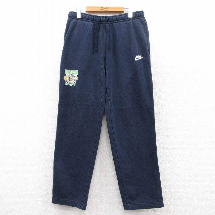 【20%OFF】W33★古着 ナイキ NIKE スウェット パンツ メンズ ワンポイントロゴ メイヘム ベースボール 紺 ネイビー 25may30 中古 ボトムス ロング
