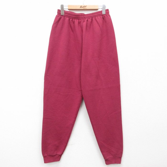 W34★古着 リー Lee スウェット パンツ メンズ 90年代 90s 無地 USA製 エンジ 25jun28 中古 ボトムス ロング