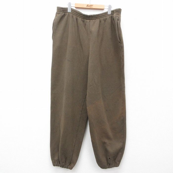 W42★古着 カーハート Carhartt スウェット パンツ メンズ 90年代 90s ワンポイントロゴ 大きいサイズ 茶 ブラウン 【spe】 25jun28 中古 ボトムス ロング