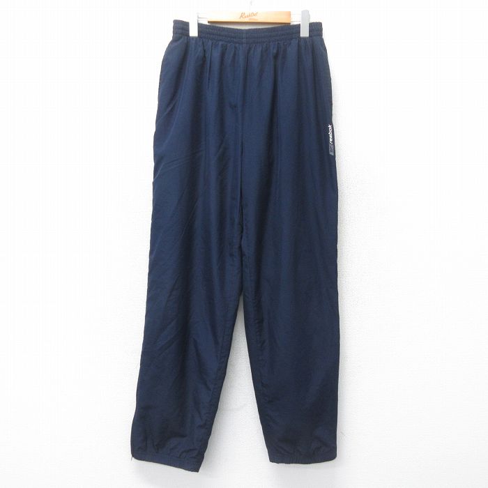 W35★古着 リーボック REEBOK イージー パンツ メンズ 00年代 00s ワンポイントロゴ 紺 ネイビー 内側メッシュ 25jul07 中古 ボトムス ロング