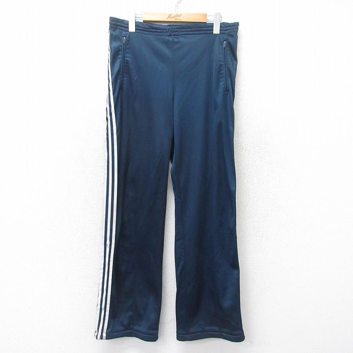 W35★古着 アディダス adidas ジャージ パンツ メンズ 80年代 80s USA製 紺他 ネイビー 3本ライン 【spe】 25jul07 中古 ボトムス ロング