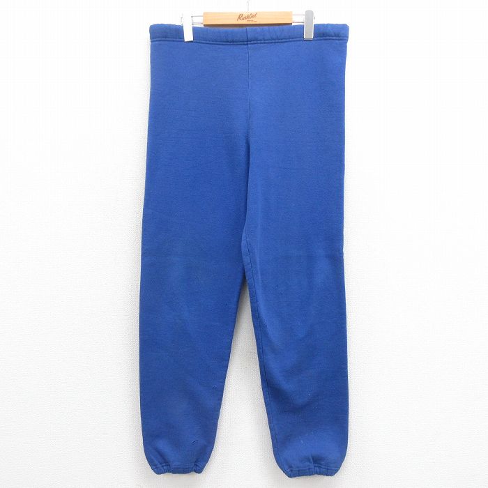 W32★古着 ラッセル スウェット パンツ メンズ 90年代 90s 無地 USA製 青 ブルー 25aug06 中古 ボトムス ロング