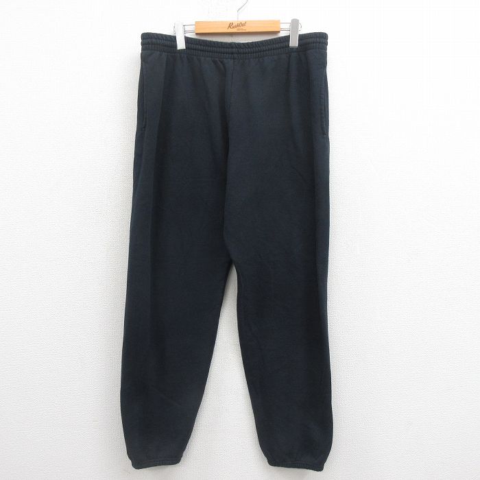 W36★古着 フルーツオブザルーム スウェット パンツ 無地 黒 ブラック 25aug06 中古 メンズ ボトムス ロング