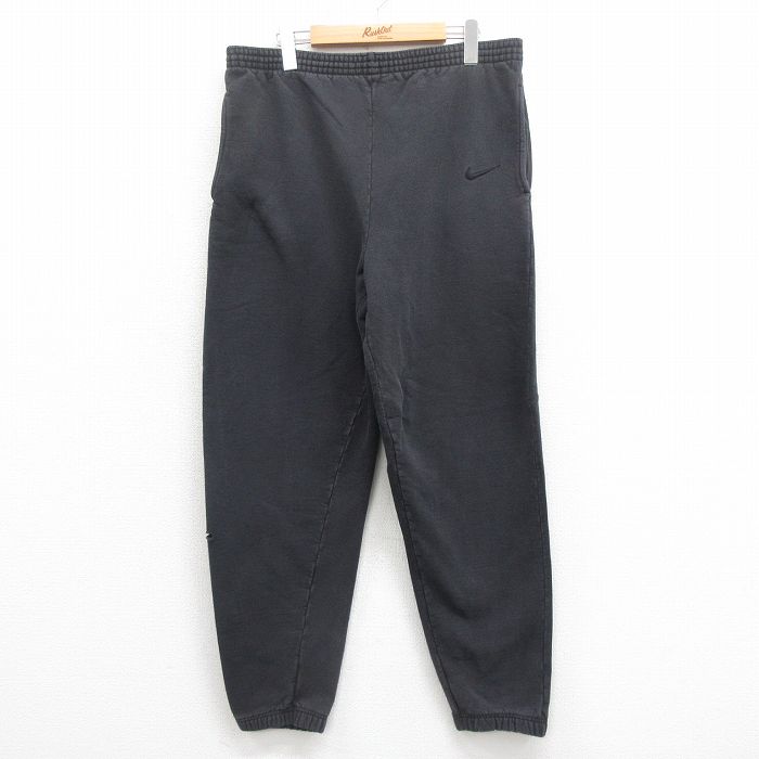 W35★古着 ナイキ NIKE スウェット パンツ メンズ 90年代 90s ワンポイントロゴ USA製 黒 ブラック 【spe】 25aug06 中古 ボトムス ロング