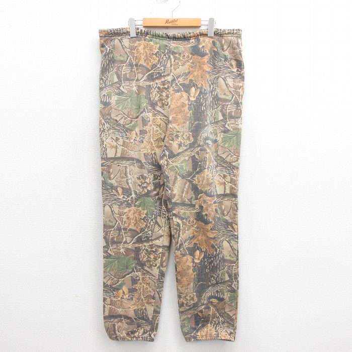 W37★古着 カベラス スウェット パンツ メンズ ワンポイントロゴ 茶 ブラウン 迷彩 25aug06 中古 ボトムス ロング