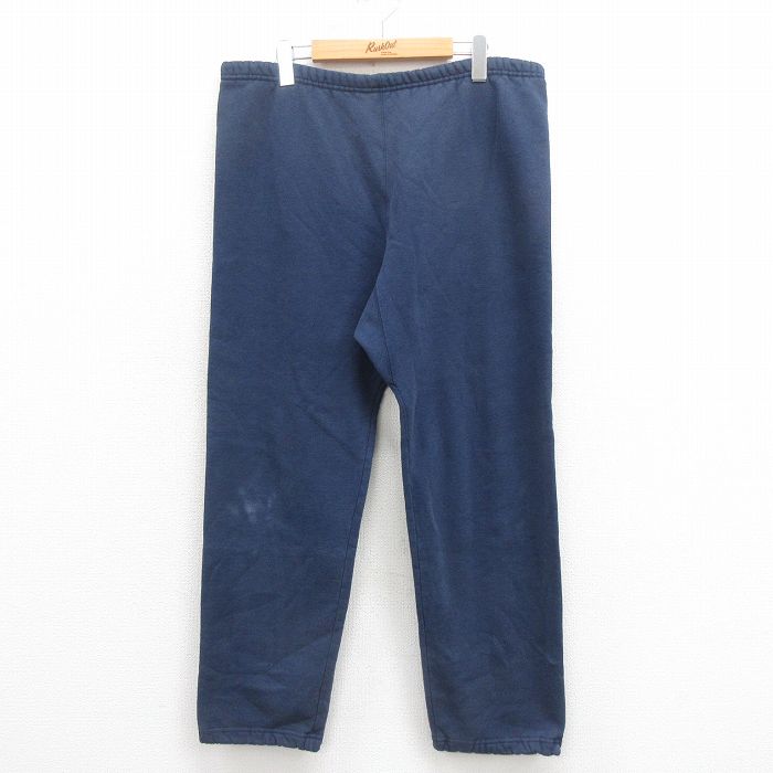 W34★古着 チャンピオン Champion スウェット パンツ メンズ 90年代 90s 無地 USA製 紺 ネイビー 25aug06 中古 ボトムス ロング