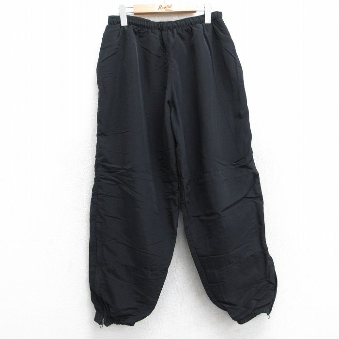 W30★古着 ナイロン パンツ メンズ 00年代 00s ミリタリー 無地 USA製 黒 ブラック 内側メッシュ 25aug13 中古 ボトムス ロング