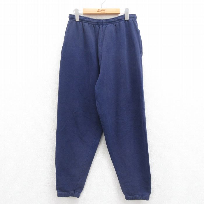 W33★古着 スウェット パンツ メンズ 90年代 90s 無地 USA製 紺 ネイビー 25aug26 中古 ボトムス ロング