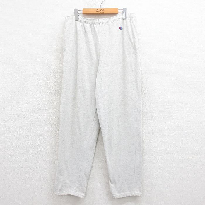 W35★古着 チャンピオン champion イージー パンツ メンズ 90年代 90s ワンポイントロゴ USA製 グレー 霜降り 25aug26 中古 ボトムス ロング