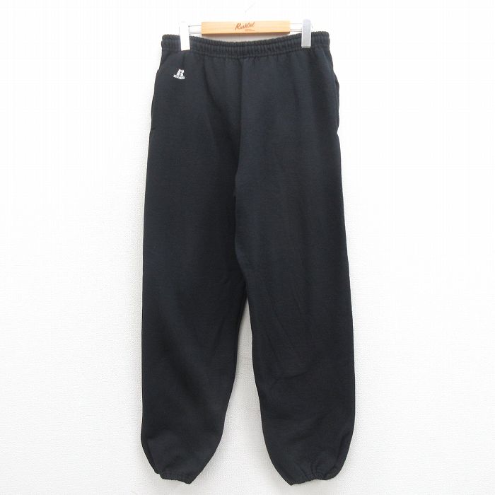 W33★古着 ラッセル スウェット パンツ メンズ 00年代 00s ワンポイントロゴ 黒 ブラック 【spe】 25aug26 中古 ボトムス ロング