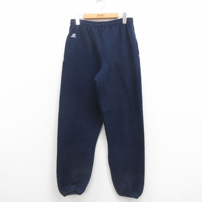 W32★古着 ラッセル スウェット パンツ メンズ 00年代 00s ワンポイントロゴ 紺 ネイビー 25aug26 中古 ボトムス ロング