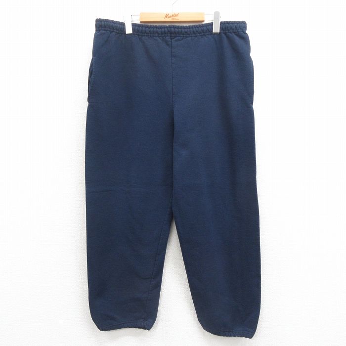 【50%OFF】W37★古着 スウェット パンツ メンズ 00年代 00s 無地 紺 ネイビー 25aug26 中古 ボトムス ロング