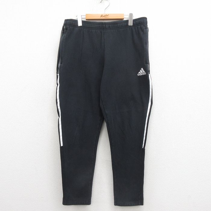 W34★古着 アディダス adidas スウェット パンツ メンズ ワンポイントロゴ 黒 ブラック 25aug29 中古 ボトムス ロング