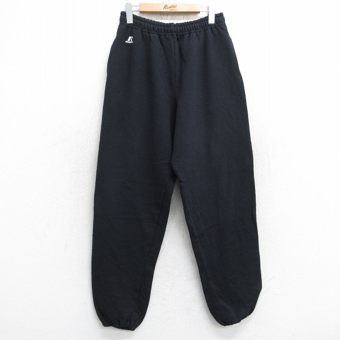 W29★古着 ラッセル スウェット パンツ メンズ 00年代 00s ワンポイントロゴ 黒 ブラック 【spe】 25sep03 中古 ボトムス ロング