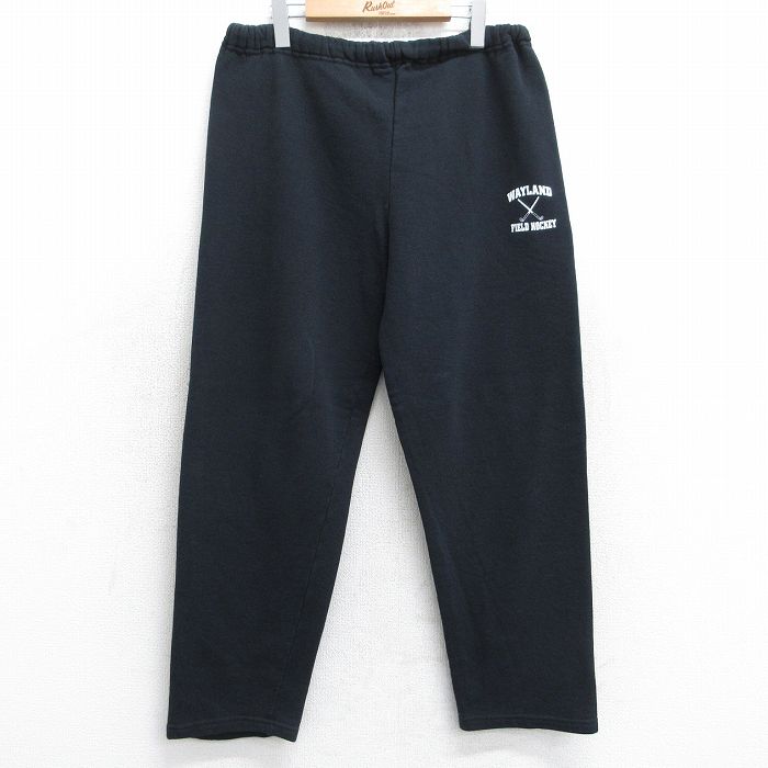 W35★古着 ラッセル スウェット パンツ メンズ ウェイランド フィールドホッケー 黒 ブラック 25sep03 中古 ボトムス ロング