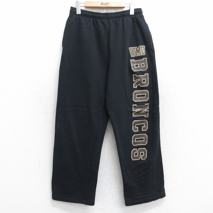 W30★古着 ジャンスポーツ スウェット パンツ メンズ ウエスタンミシガンブロンコス 黒 ブラック 25sep03 中古 ボトムス ロング