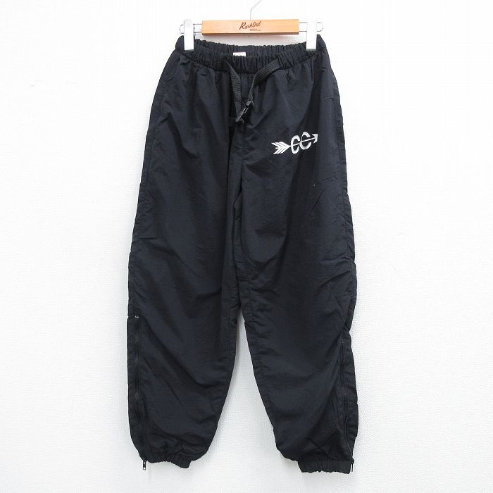 W23★古着 ナイロン パンツ メンズ 80年代 80s CC USA製 黒 ブラック 25sep04 中古 ボトムス ロング