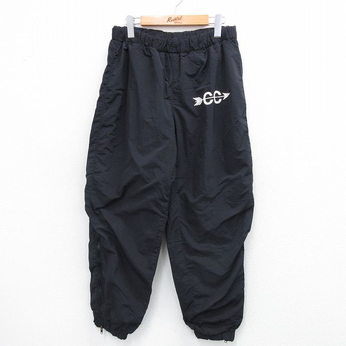 W31★古着 ナイロン パンツ メンズ 80年代 80s CC USA製 黒 ブラック 25sep04 中古 ボトムス ロング