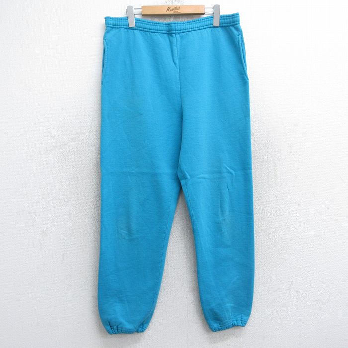 W35★古着 ラッセル スウェット パンツ メンズ 90年代 90s 無地 USA製 水色 25sep16 中古 ボトムス ロング