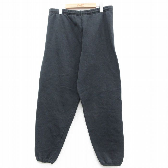 W35★古着 リー Lee スウェット パンツ メンズ 90年代 90s 無地 USA製 黒 ブラック 25sep22 中古 ボトムス ロング