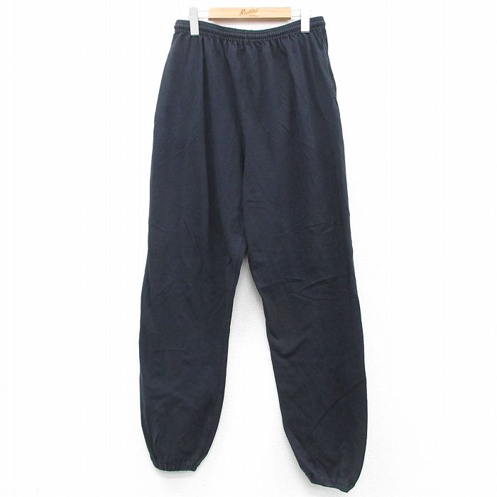 W35★古着 ラッセル スウェット パンツ メンズ 無地 コットン 黒 ブラック 25sep22 中古 ボトムス ロング