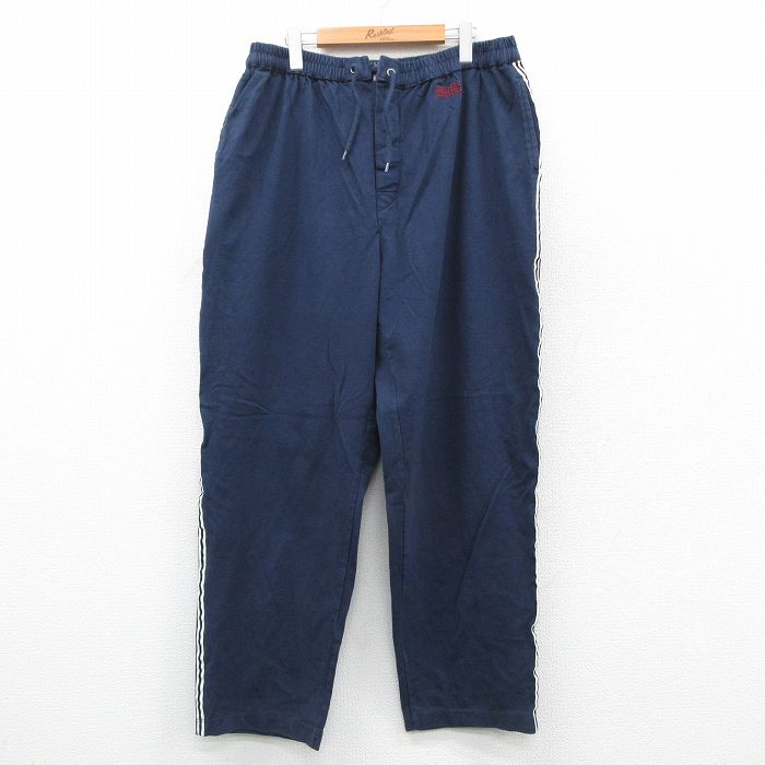W40★古着 トミーヒルフィガー TOMMY HILFIGER ブランド スウェット パンツ メンズ 90年代 90s ワンポイントロゴ 大きいサイズ コットン 紺他 ネイビー 25sep22 中古 ボトムス ロング