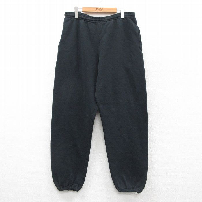 W35★古着 ラッセル スウェット パンツ メンズ 00年代 00s 無地 黒 ブラック 25sep25 中古 ボトムス ロング