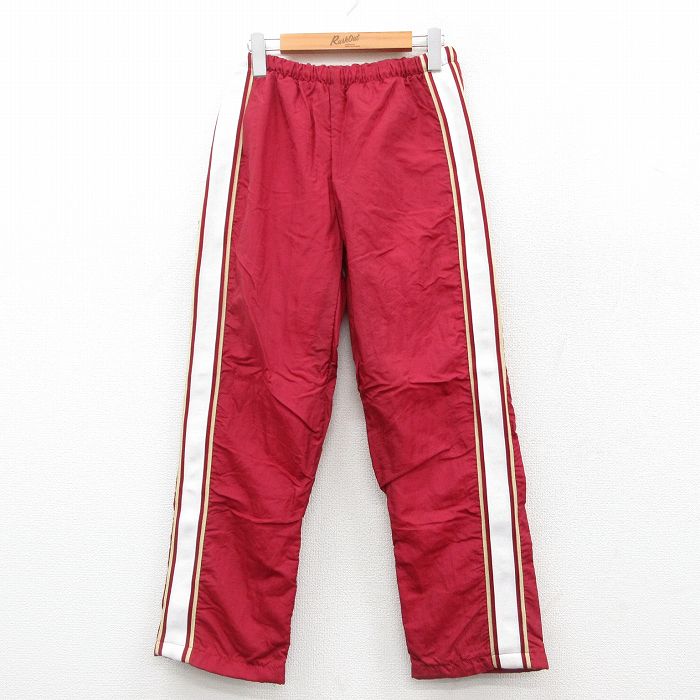 W27★古着 ナイロン パンツ メンズ 90年代 90s USA製 エンジ 内側メッシュ 25sep25 中古 ボトムス ロング