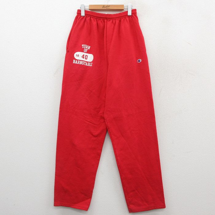 W32★古着 チャンピオン Champion スウェット パンツ メンズ 00年代 00s BARNSTABLE 赤 レッド 25sep25 中古 ボトムス ロング