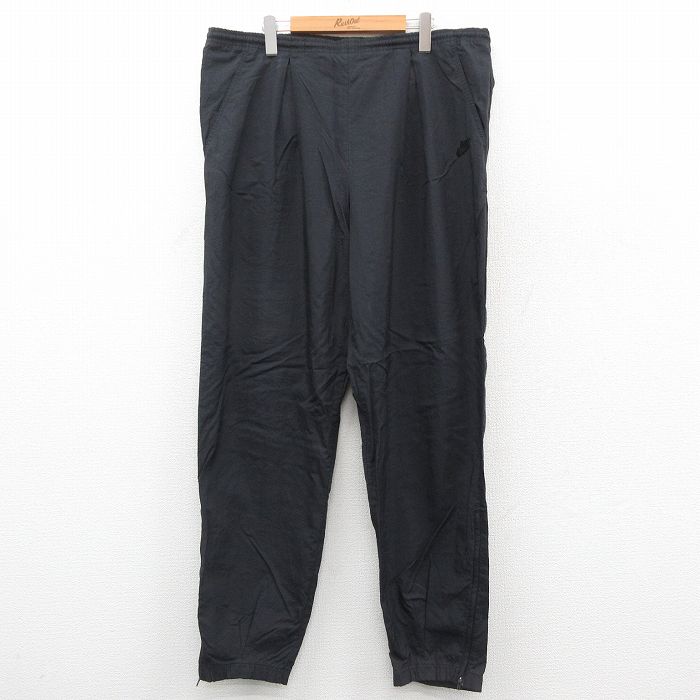 W32★古着 ナイキ NIKE ナイロン パンツ メンズ 00年代 00s ワンポイントロゴ 黒 ブラック 25sep25 中古 ボトムス ロング