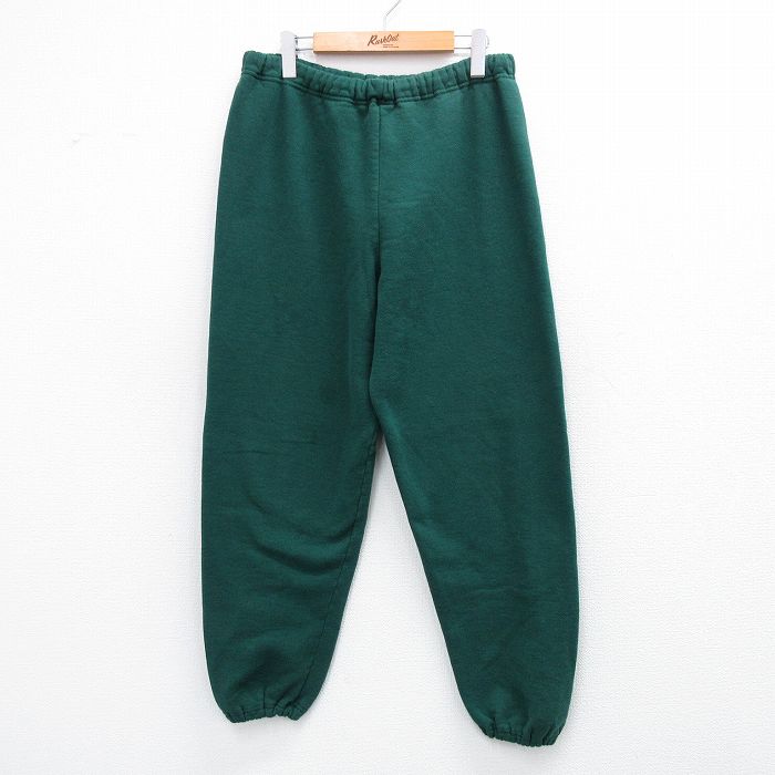 【20%OFF】W36★古着 ラッセル スウェット パンツ メンズ 90年代 90s 無地 USA製 緑 グリーン 【spe】 25oct02 中古 ボトムス ロング