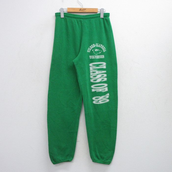 W32★古着 スウェット パンツ メンズ 80年代 80s WOLVERINES USA製 緑 グリーン 25oct02 中古 ボトムス ロング