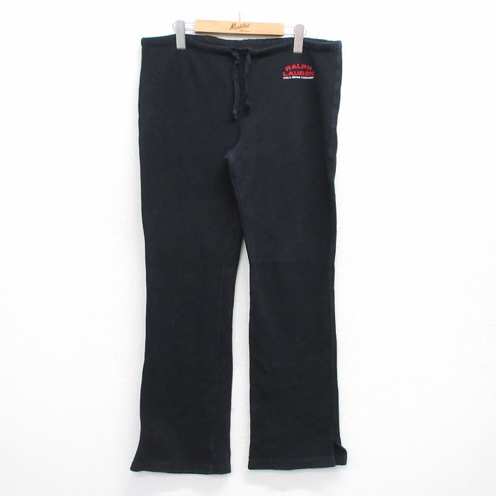 W36★古着 ラルフローレン Ralph Lauren ポロジーンズ ブランド スウェット パンツ メンズ ワンポイントロゴ 黒 ブラック 25oct02 中古 ボトムス ロング
