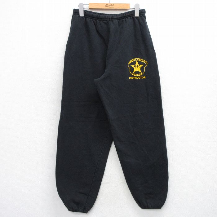 W33★古着 チャンピオン champion スウェット パンツ メンズ 00年代 00s BERGEN 黒 ブラック 25oct02 中古 ボトムス ロング