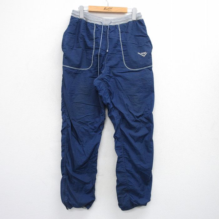 W33★古着 ナイロン パンツ メンズ 90年代 90s PONY リバーシブル 紺 ネイビー 25oct02 中古 ボトムス ロング