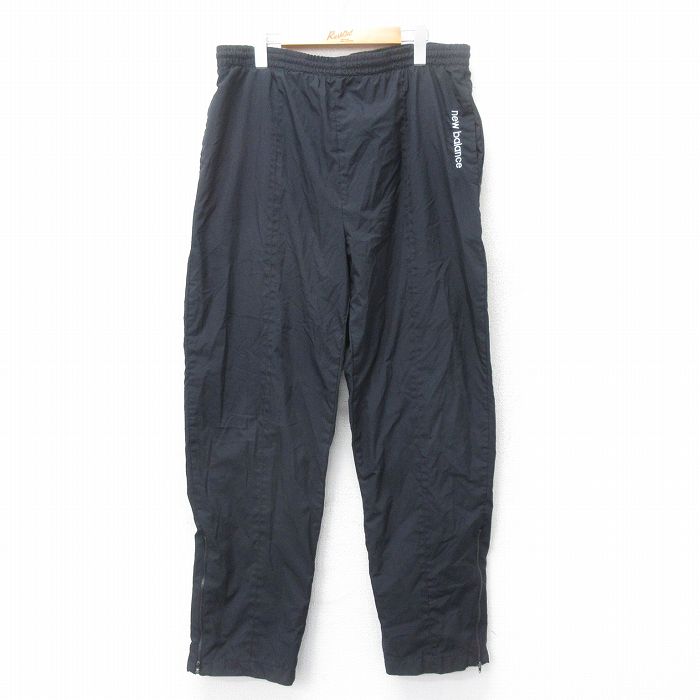 W38★古着 ニューバランス イージー パンツ メンズ 00年代 00s ワンポイントロゴ 黒 ブラック 25oct17 中古 ボトムス ロング