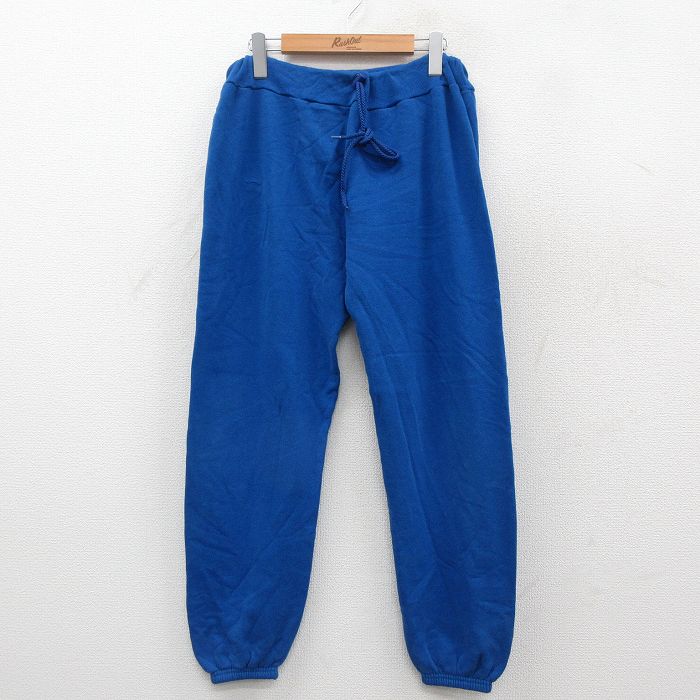 W33★古着 スウェット パンツ メンズ 80年代 80s 無地 USA製 青 ブルー 25oct18 中古 ボトムス ロング