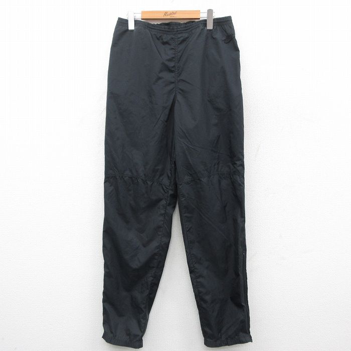 W32★古着 ナイキ NIKE ナイロン パンツ メンズ 90年代 90s ワンポイントロゴ 黒 ブラック 【spe】 25oct18 中古 ボトムス ロング