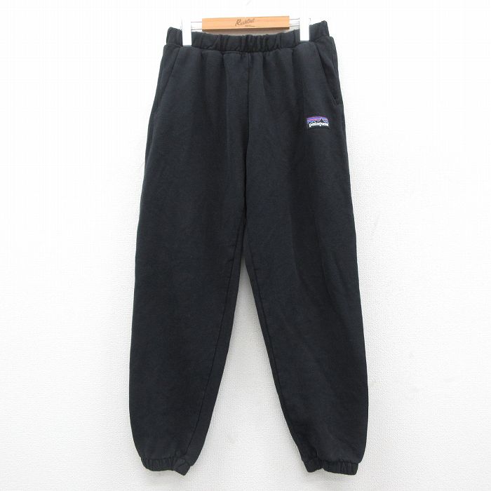 W31★古着 パタゴニア patagonia スウェット パンツ メンズ ワンポイントロゴ 黒 ブラック 25oct18 中古 ボトムス ロング