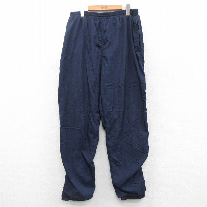 W32★古着 ナイロン パンツ メンズ 00年代 00s 紺 ネイビー 25oct18 中古 ボトムス ロング