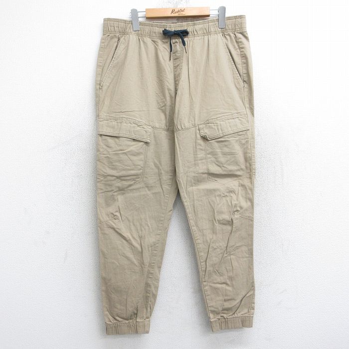 W31★古着 カーゴ イージー パンツ メンズ リップストップ ベージュ カーキ 25oct21 中古 ボトムス ロング