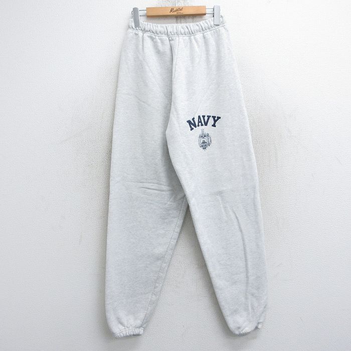 W29★古着 スウェット パンツ メンズ 90年代 90s ミリタリー ネイビー NAVY USA製 薄グレー 霜降り 【spe】 25oct21 中古 ボトムス ロング