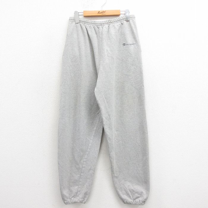 W33★古着 チャンピオン champion スウェット パンツ メンズ 90年代 90s ワンポイントロゴ グレー 霜降り 25oct23 中古 ボトムス ロング