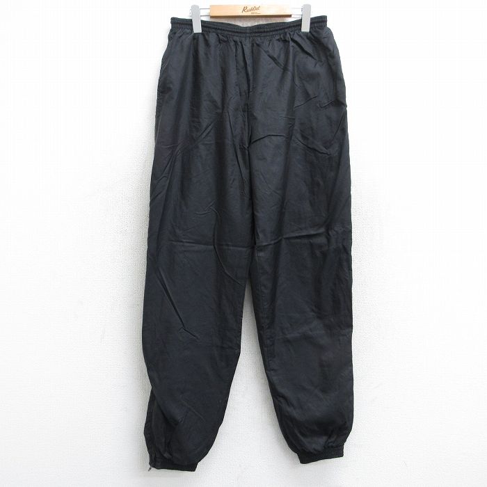 W34★古着 ナイキ NIKE ナイロン パンツ メンズ 00年代 00s ワンポイントロゴ 黒 ブラック 25oct28 中古 ボトムス ロング