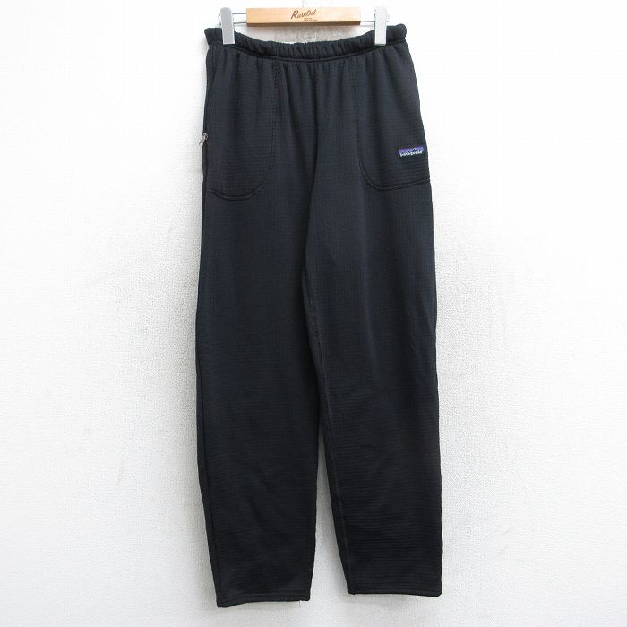 W31★古着 パタゴニア patagonia イージー パンツ メンズ 90年代 90s ポーラテック USA製 黒 ブラック 内側フリース 25oct28 中古 ボトムス ロング